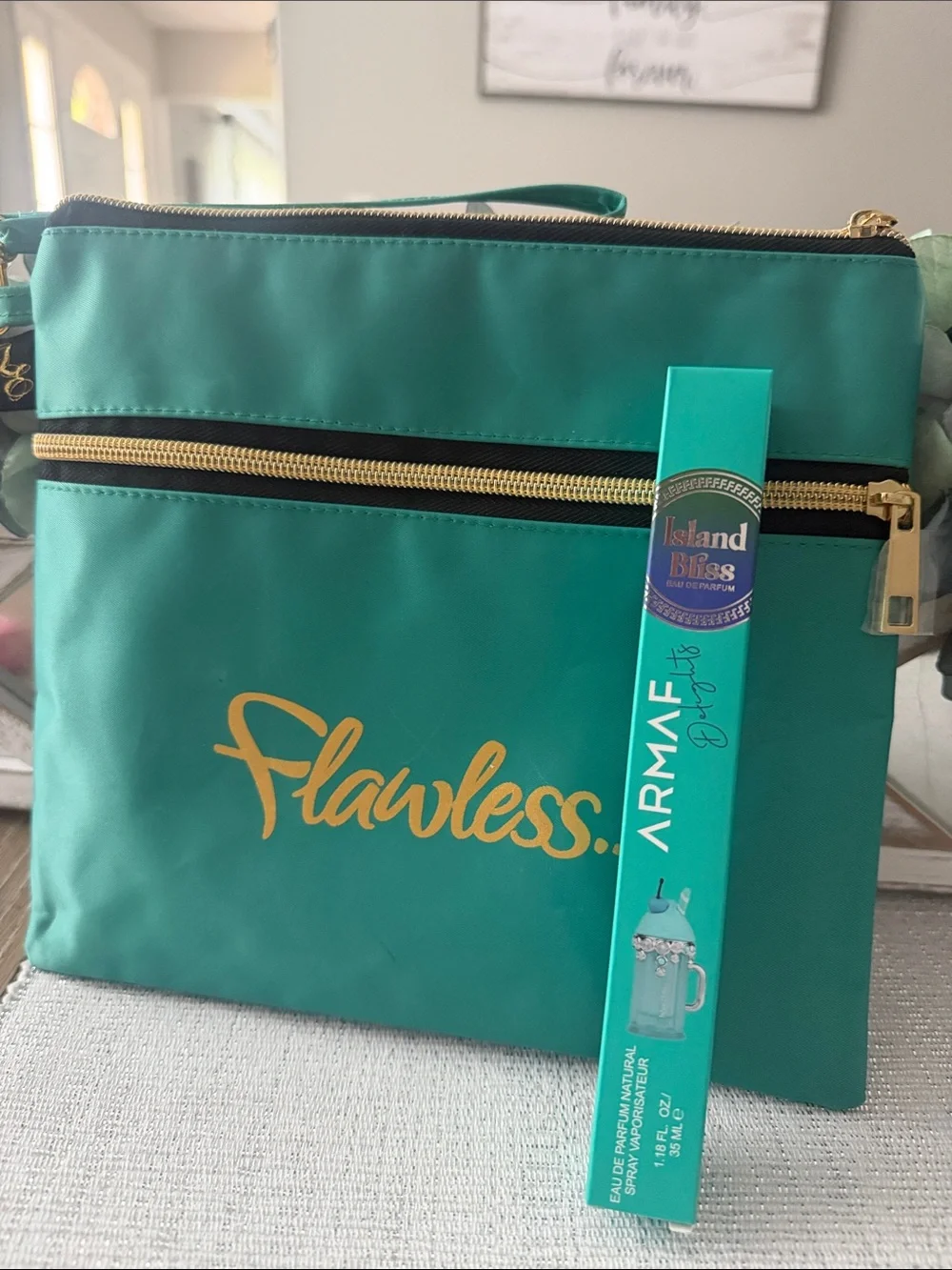 ARMAF Island Bliss + Cosmetic Bag with Gold Accents NIB